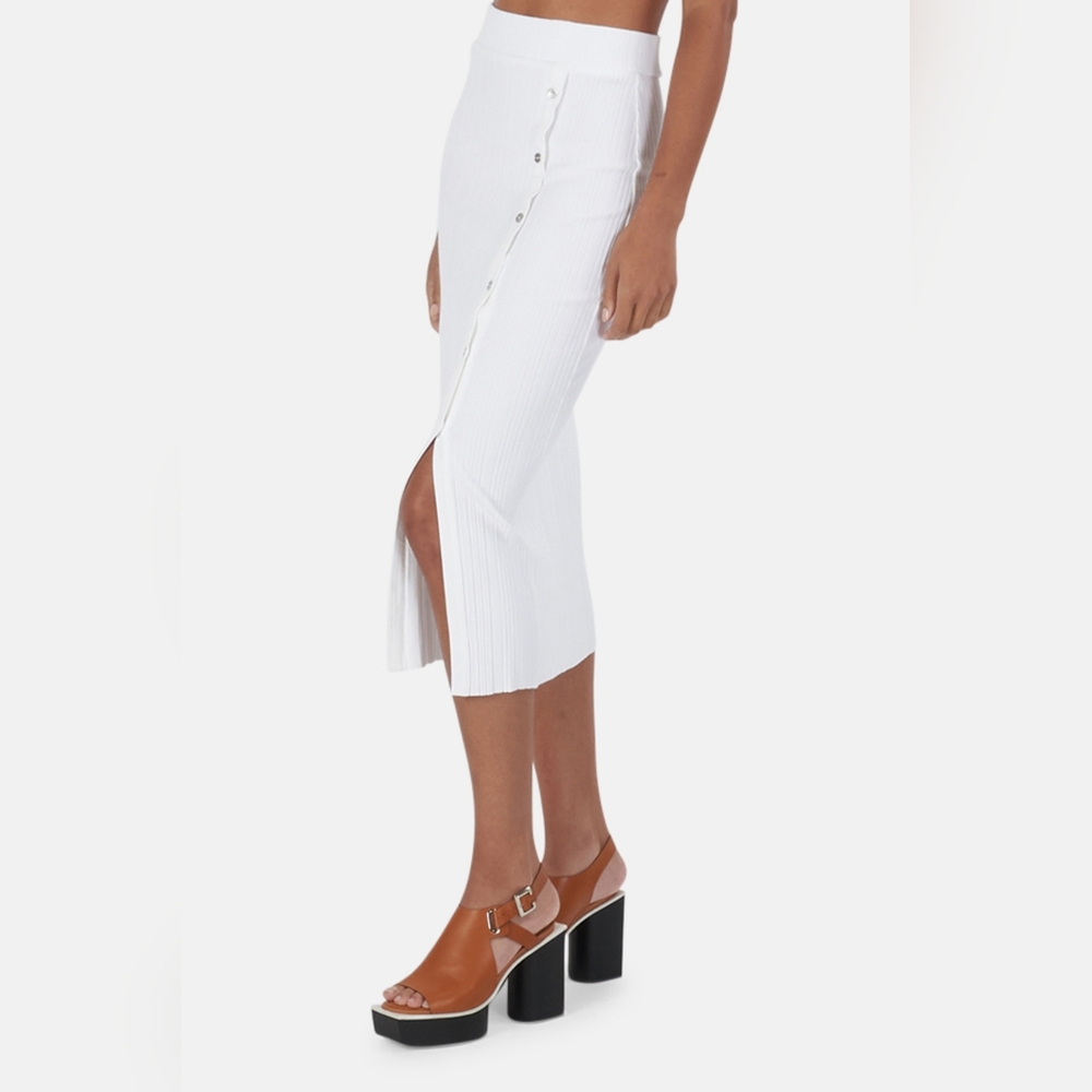 The Range Wave Rib Button-Up‎ Skirt -White - Picture 4 of 10
